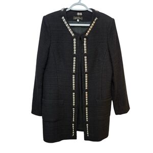 Angel Nina Vintage Wool Blend Blazer With Faux Pearl Accents Size L